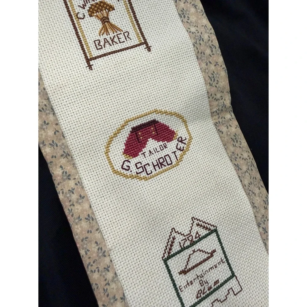 Old Salem Hand‎ Cross Stitch Wall Hanging Tapestry Vintage Rustic Decor